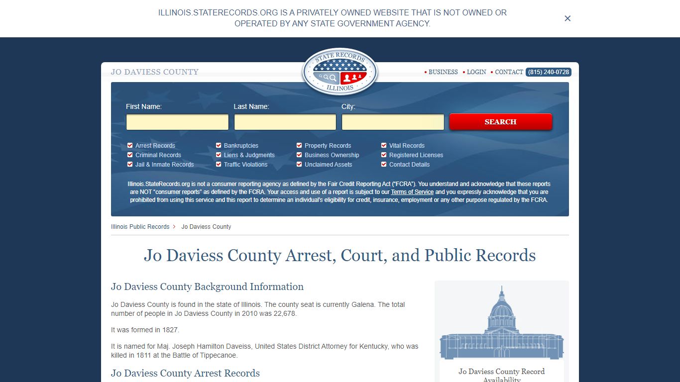 Jo Daviess County Arrest, Court, and Public Records